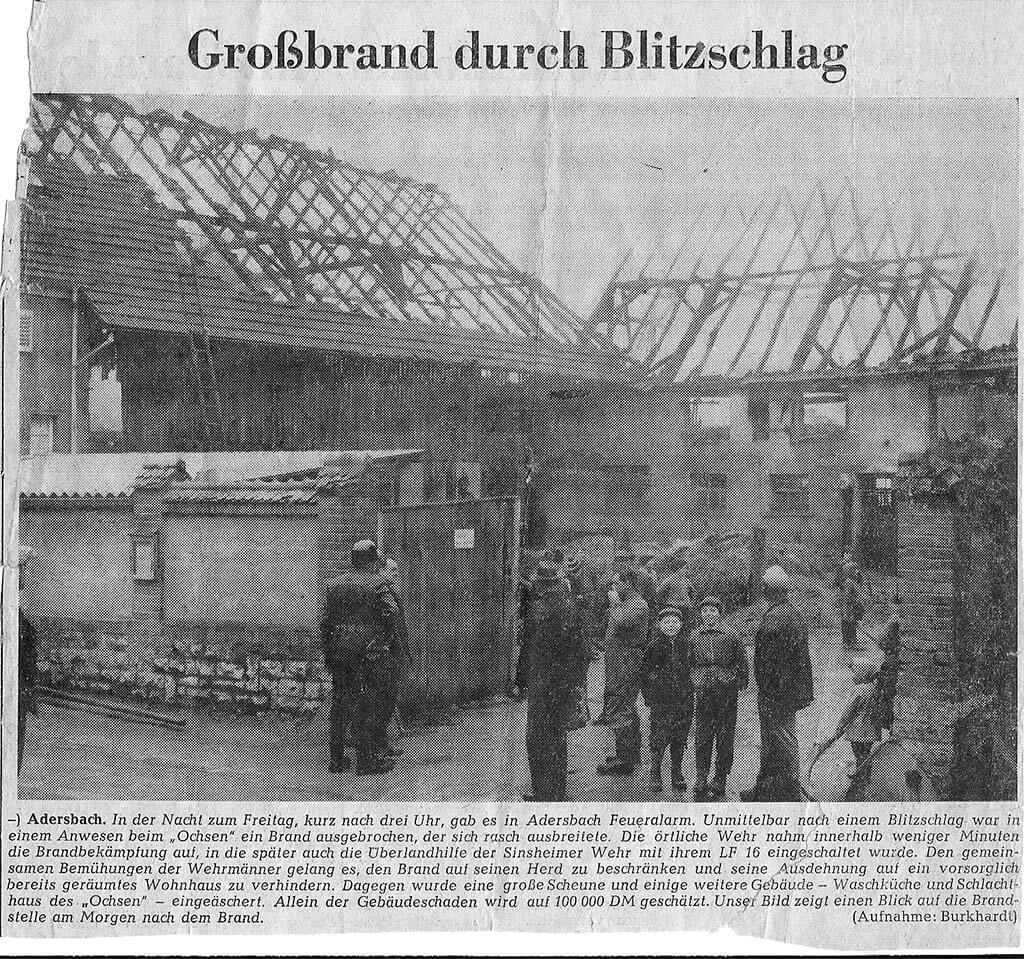 1964 Großbrand Ochsen Adersbach